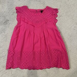 Torrid Floral Embroidered Eyelet Sleeveless Top Pink Size‎ 1